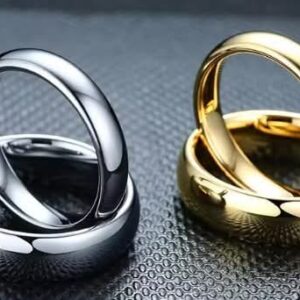 STAINLESS STEEL GOLD / SILVER RINGS PAIR