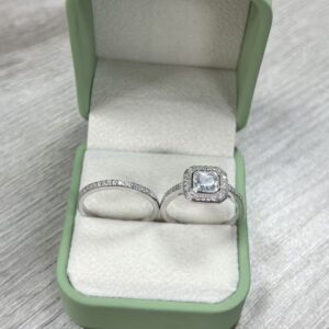 silver Rhodium plated wedding ring set for women