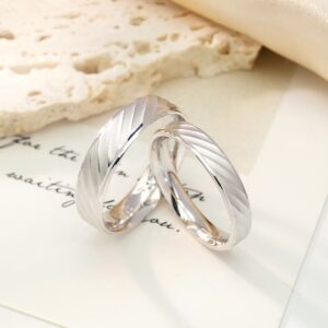 ORONZO 925 Sterling Silver Wedding Band Rings