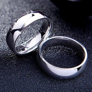ORONZO 6mm Polished Titanium Couple Ring