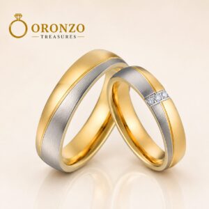 Oronzo Treasures Two-Tone Love 24K Gold Plated Wedding Rings